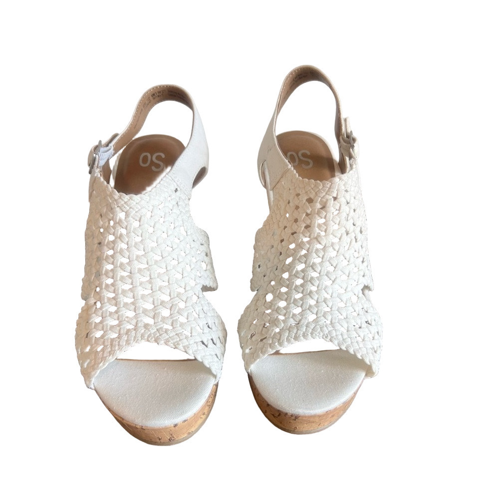 SO NEW Women's Taffy White Wedge Sandals Size 10 #B1300